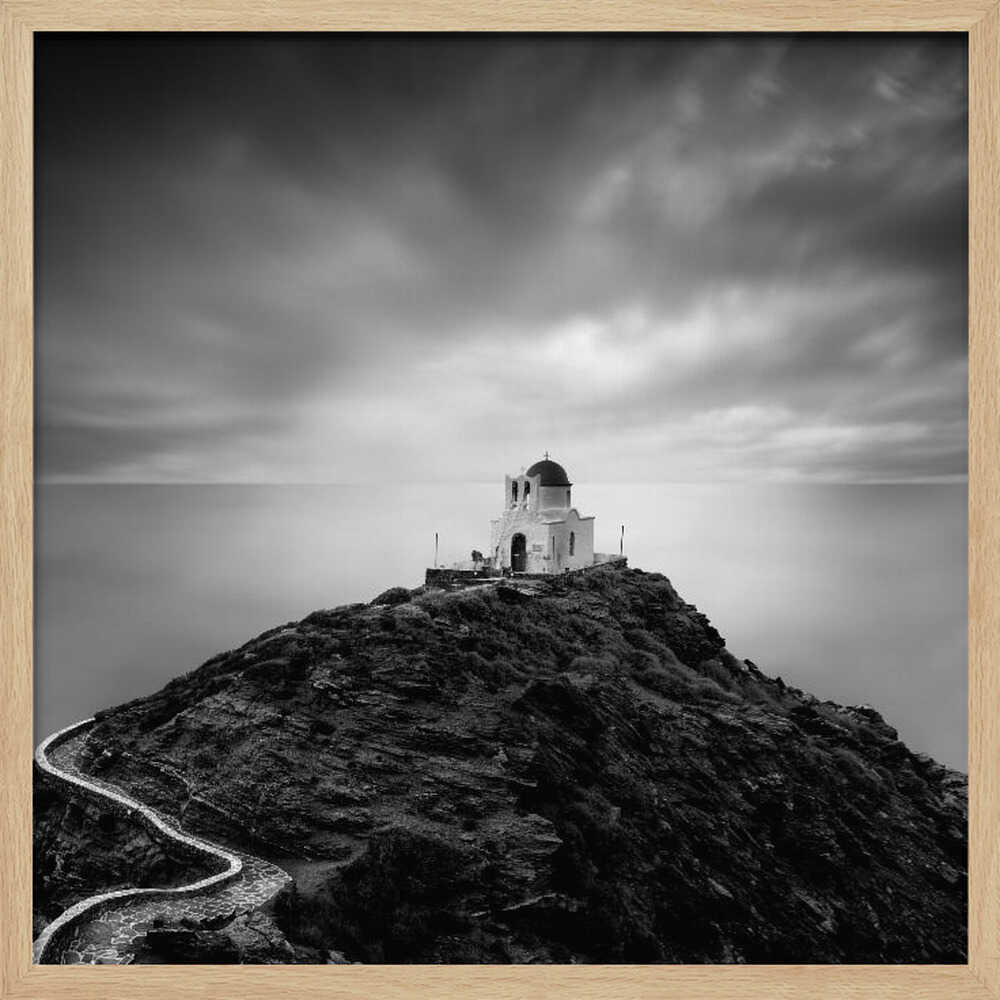 White Church on Cliff Art Print UK — Dark Moody Calm Wall Art — Living Room — Wall It All Prints
