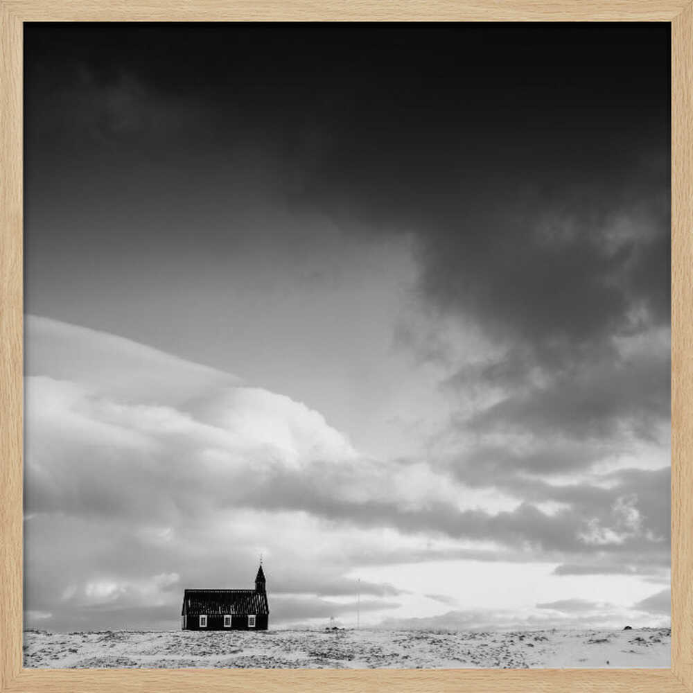 Black Church Under Dark Sky Art Print UK — Abstract Calm Wall Art — Office — Wall It All Prints