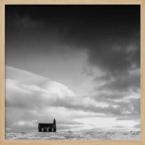 Black Church Under Dark Sky Art Print UK — Abstract Calm Wall Art — Office — Wall It All Prints