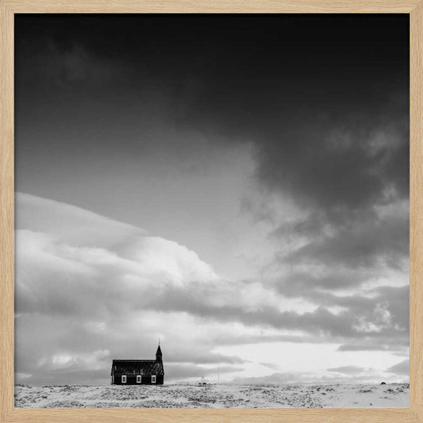 Black Church Under Dark Sky Art Print UK — Abstract Calm Wall Art — Office — Wall It All Prints