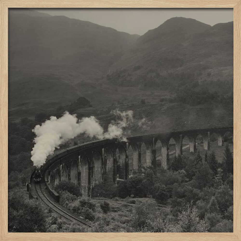 Steam Train Viaduct Art Print UK — Dark Moody Vibrant Wall Art — Living Room — Wall It All Prints