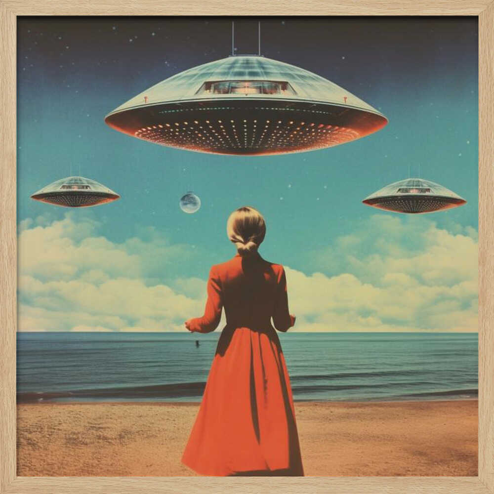 Mysterious Beach UFOs Art Print UK — Portrait Minimal Wall Art — Bathroom — Wall It All Prints