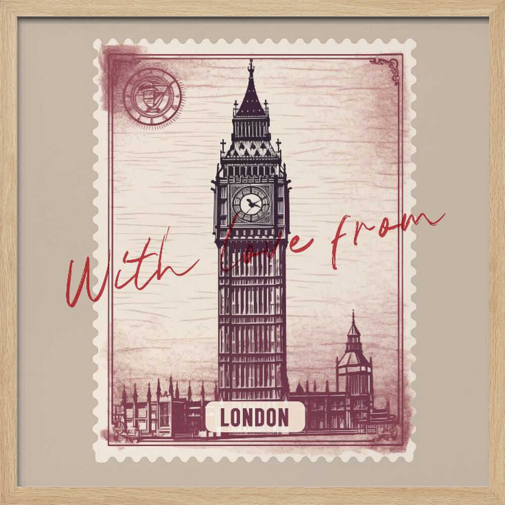 London Big Ben Stamp Art Print UK — Vintage Vibrant Wall Art — Living Room — Wall It All Prints