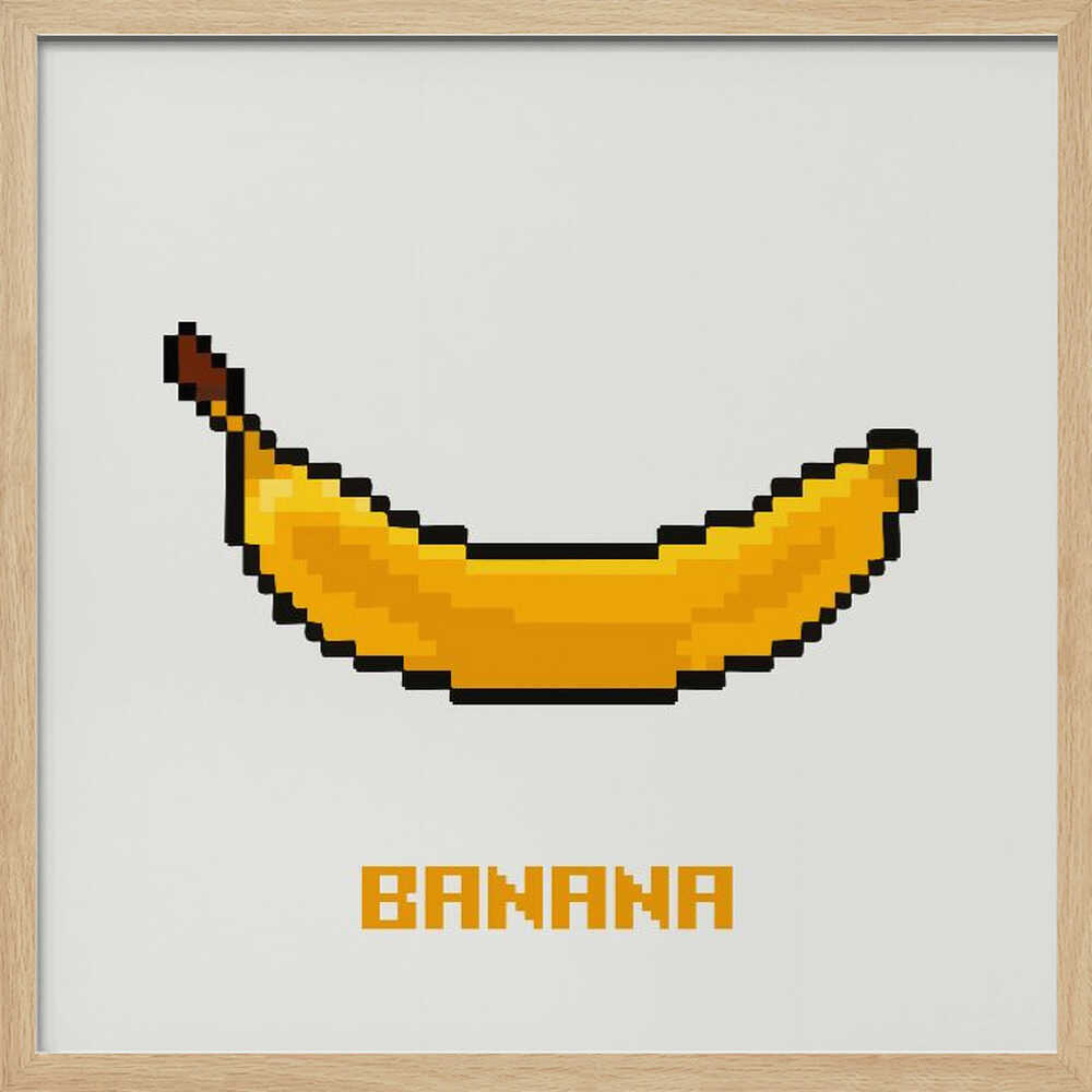 Pixel Art Banana Art Print UK — Vintage Vibrant Wall Art — Kitchen — Wall It All Prints