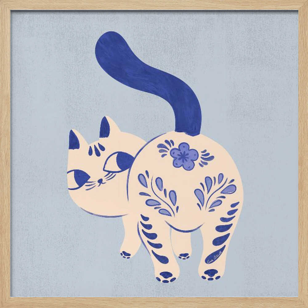 Purrcelin Cat 1 Art Print UK — Botanical Vibrant Wall Art — Living Room — Wall It All Prints