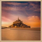 Mont Saint-Michel Sunset Glow Art Print UK — Dark Moody Warm Wall Art — Living Room — Wall It All Prints