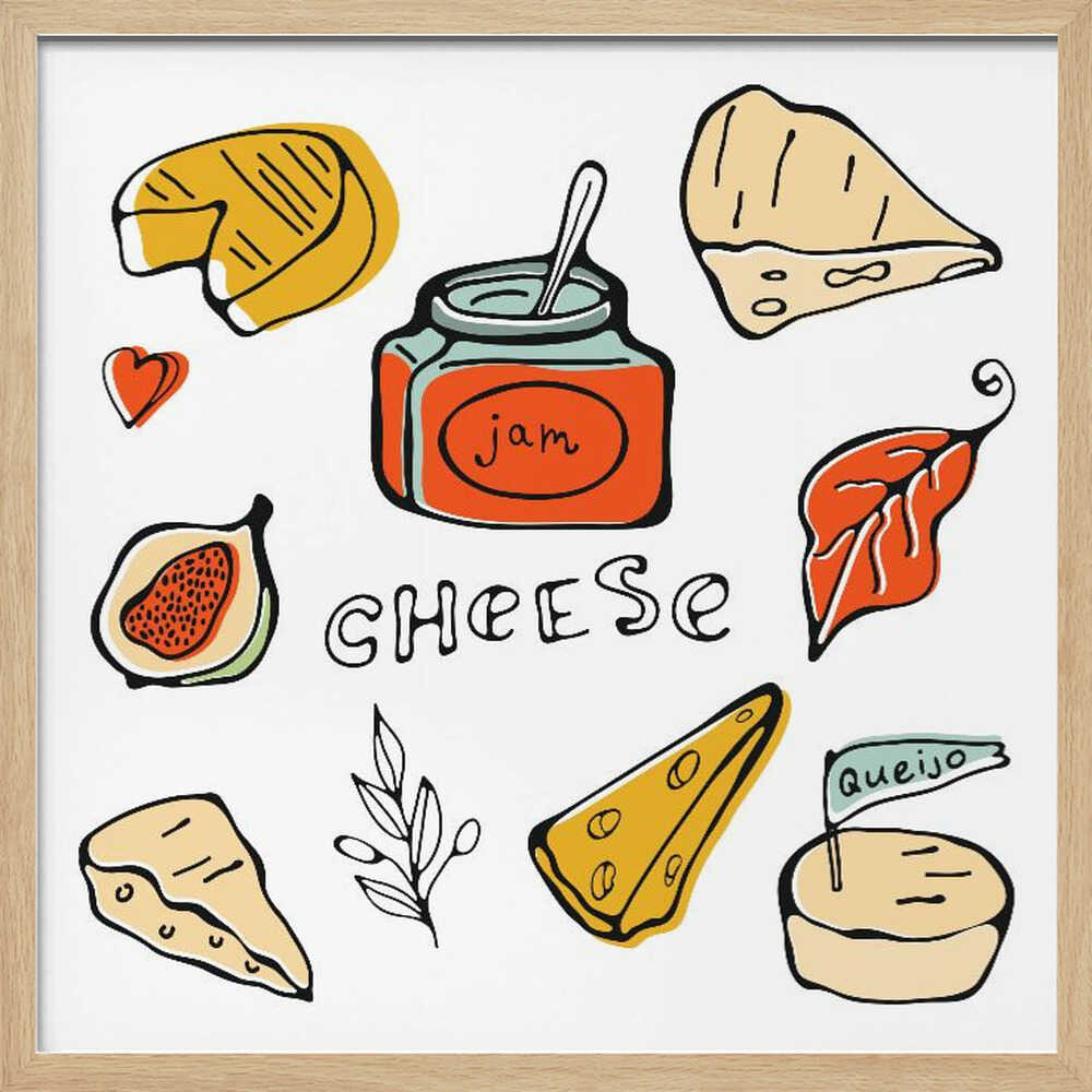 Delicious Cheese and Jam Art Print UK — Abstract Vibrant Wall Art — Kitchen — Wall It All Prints