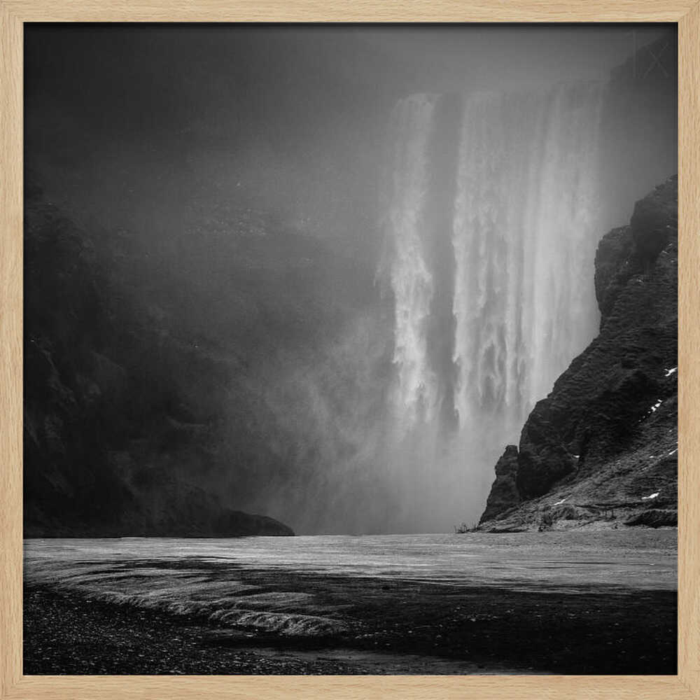 Misty Waterfall Flow Art Print UK — Dark Moody Calm Wall Art — Living Room — Wall It All Prints