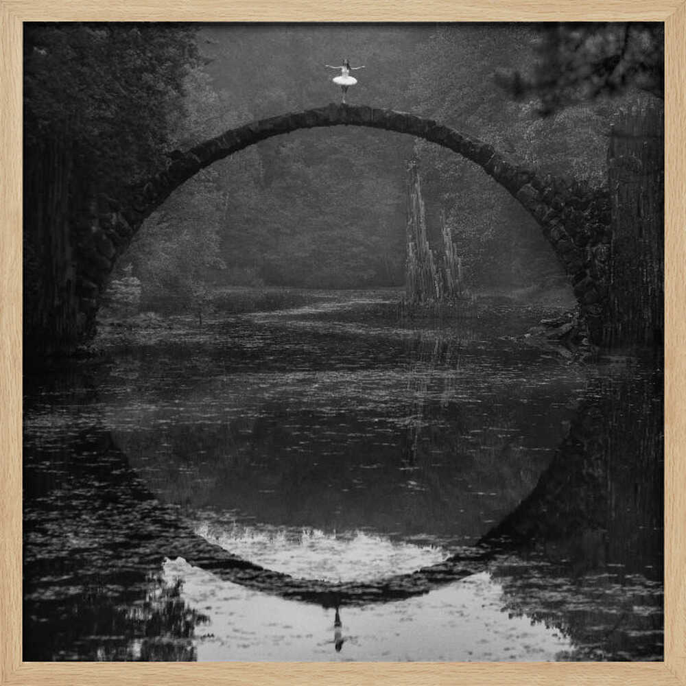Graceful Ballerina Bridge Reflection Art Print UK — Dark Moody Dark Wall Art — Living Room — Wall It All Prints