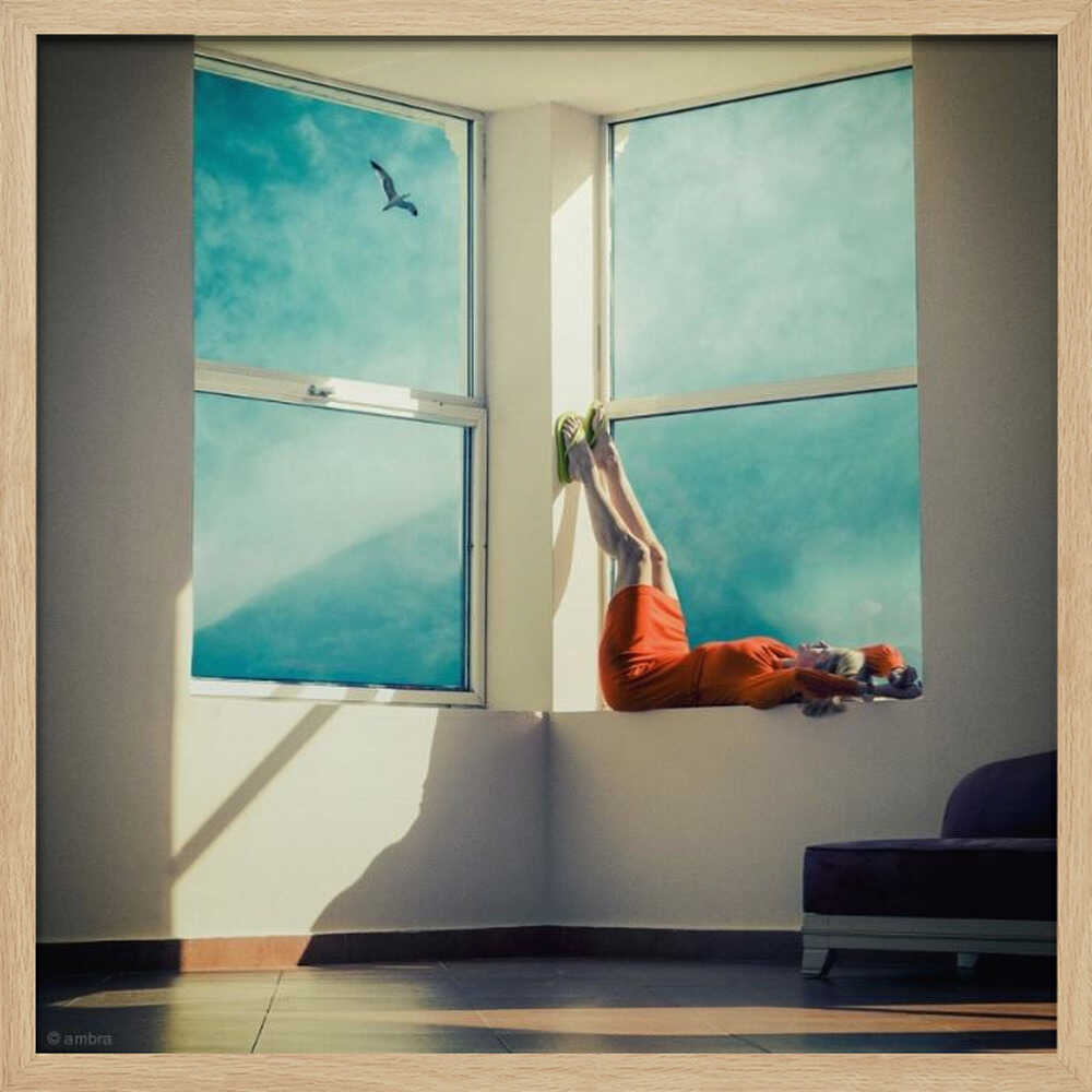 Legs Up Window View Art Print UK — Dark Moody Vibrant Wall Art — Bedroom — Wall It All Prints