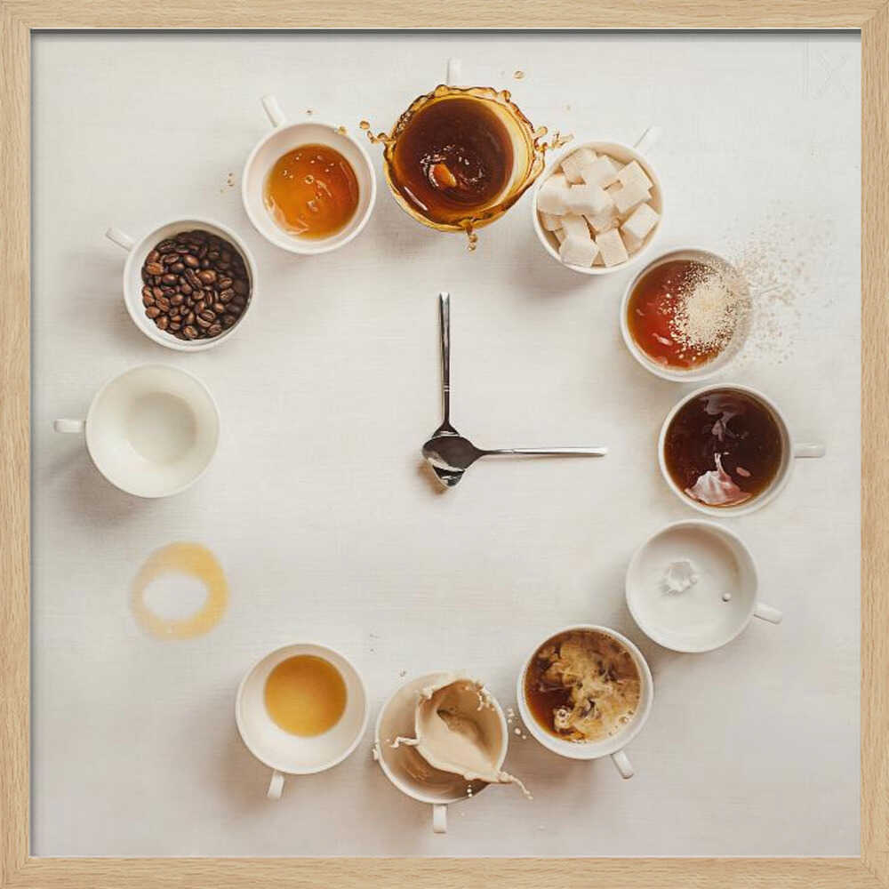 Coffee Clock Time Art Print UK — Abstract Minimal Wall Art — Kitchen — Wall It All Prints