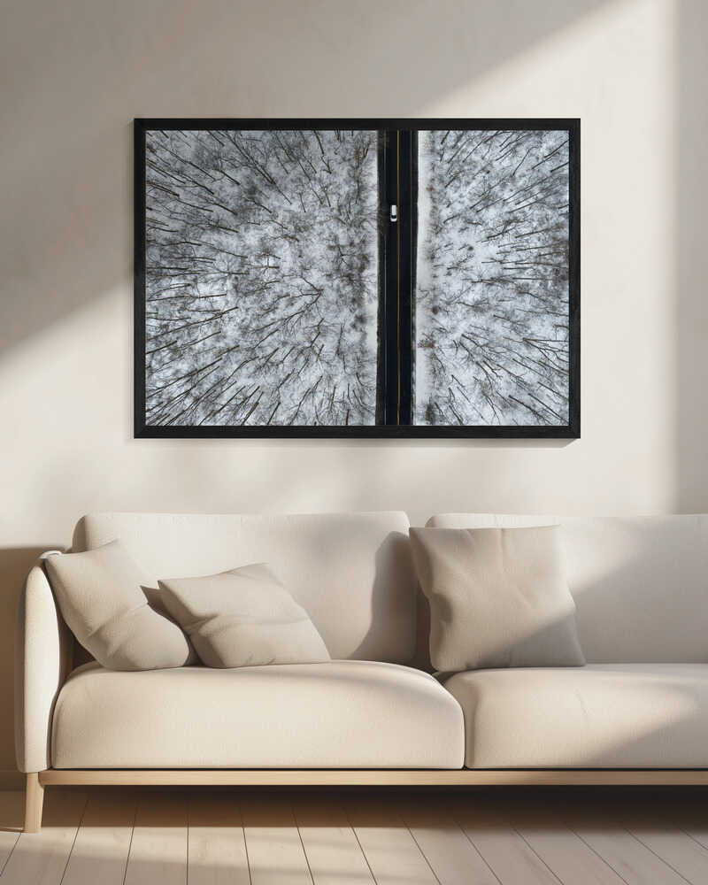 Snowy Forest Road Art Print UK — Japanese Calm Wall Art — Living Room — Wall It All Prints