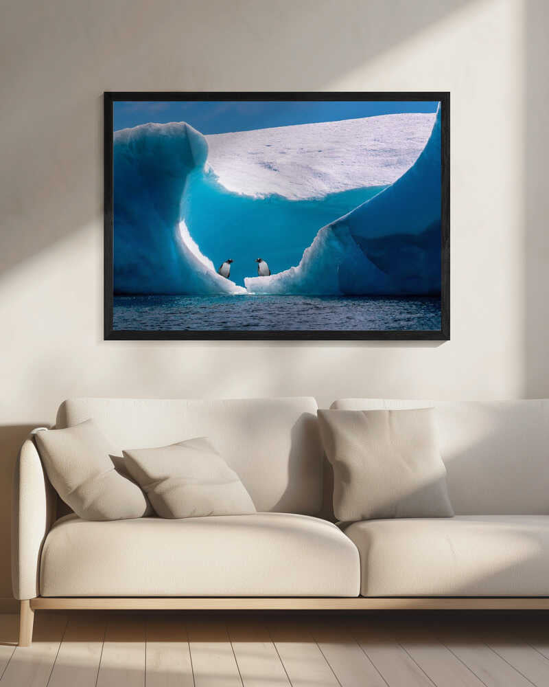 Penguins Beneath Blue Ice Art Print UK — Landscape Calm Wall Art — Living Room — Wall It All Prints