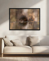 Red Squirrel's Reflection Art Print UK — Japanese Calm Wall Art — Living Room — Wall It All Prints