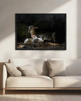 Tender Lamb Family Art Print UK — Dark Moody Calm Wall Art — Nursery — Wall It All Prints