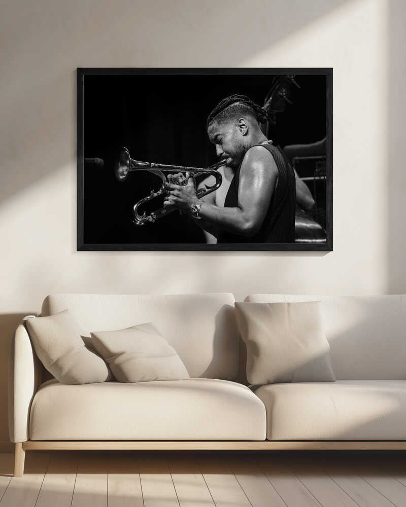 Jazz Trumpet Performance Art Print UK — Dark Moody Dark Wall Art — Living Room — Wall It All Prints
