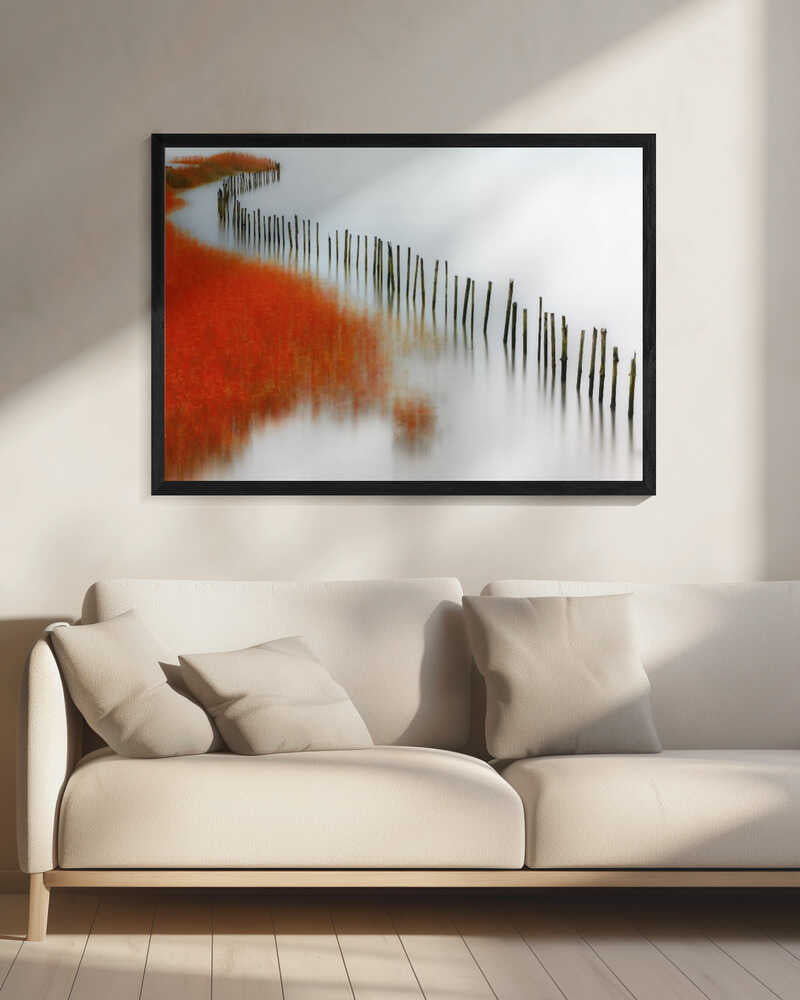 Red Reeds and Calm Water Art Print UK — Abstract Vibrant Wall Art — Bedroom — Wall It All Prints