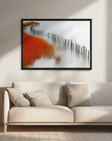Red Reeds and Calm Water Art Print UK — Abstract Vibrant Wall Art — Bedroom — Wall It All Prints