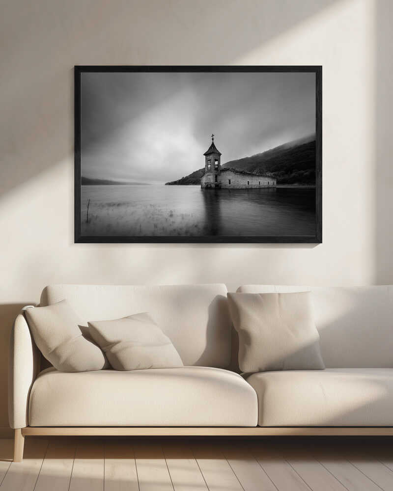 Misty Submerged Church Art Print UK — Dark Moody Calm Wall Art — Bedroom — Wall It All Prints