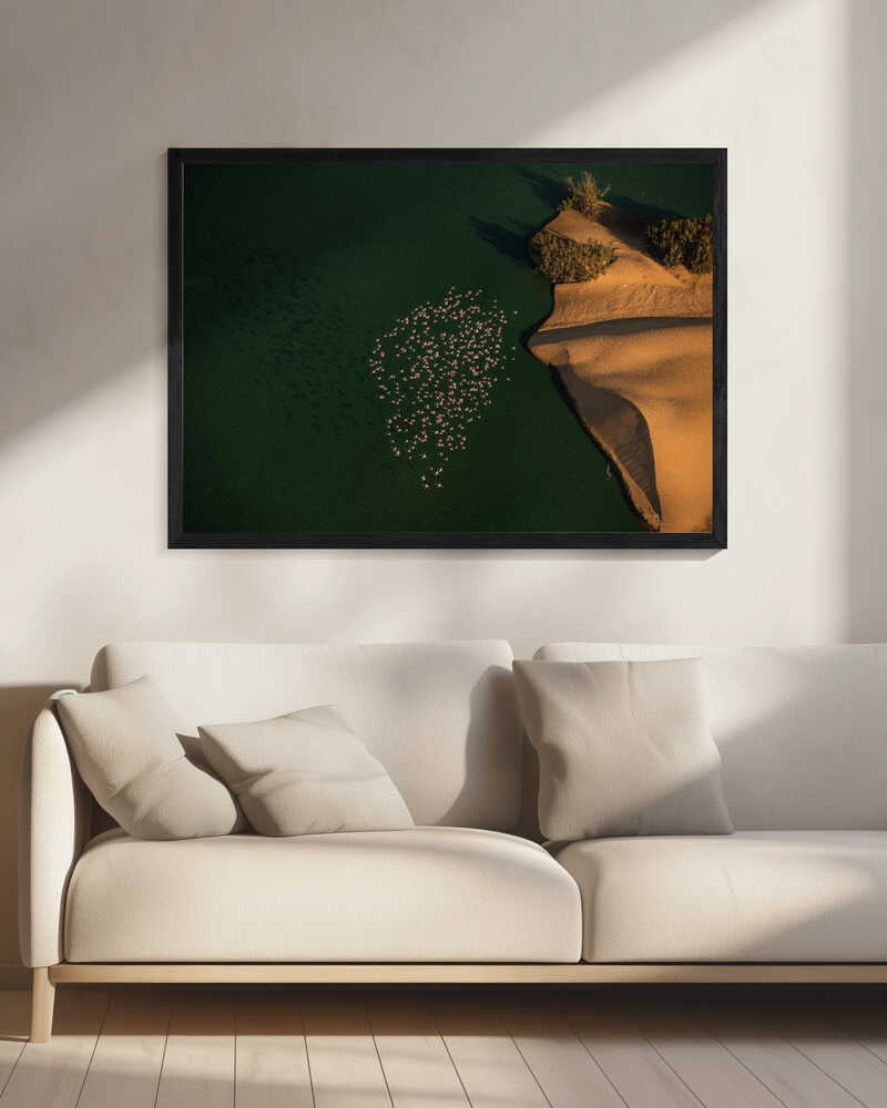 Pink Flamingos Desert Lake Art Print UK — Landscape Vibrant Wall Art — Living Room — Wall It All Prints