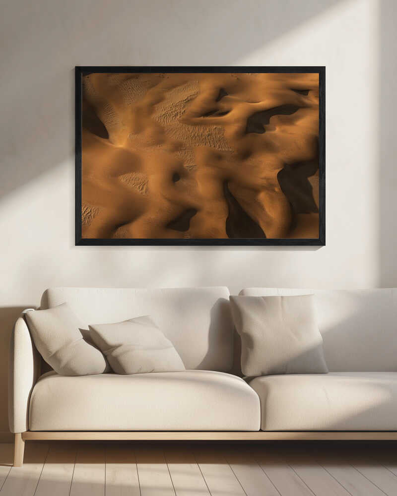 Golden Desert Dunes Art Print UK — Abstract Dark Wall Art — Living Room — Wall It All Prints