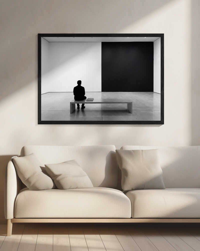 Man in Art Gallery Art Print UK — Abstract Dark Wall Art — Bathroom — Wall It All Prints