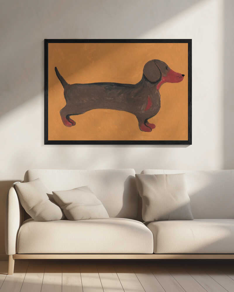 Sweet Dachshund Dog Art Print UK — Abstract Minimal Wall Art — Office — Wall It All Prints