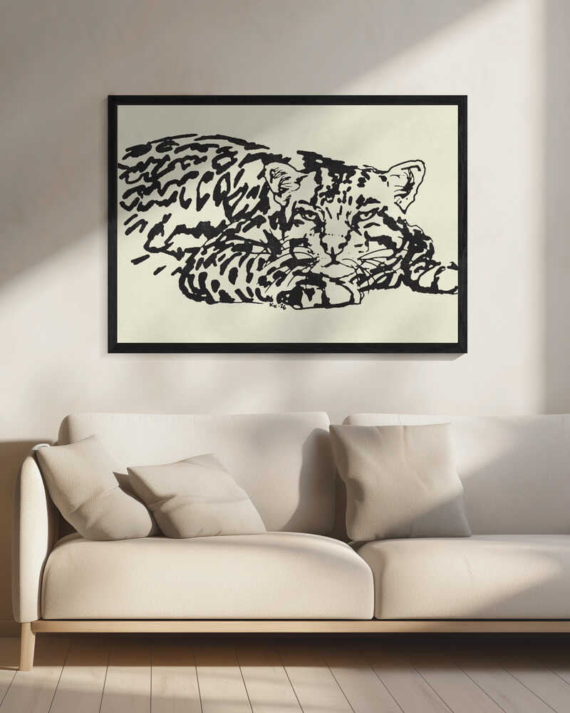 Resting Leopard Gaze Art Print UK — Animal Dark Wall Art — Living Room — Wall It All Prints