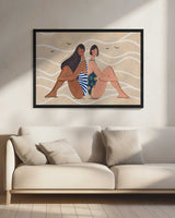 Women by the Sea – Modern Beach Illustration Art Print UK — Landscape Calm Wall Art — Bedroom — Wall It All Prints