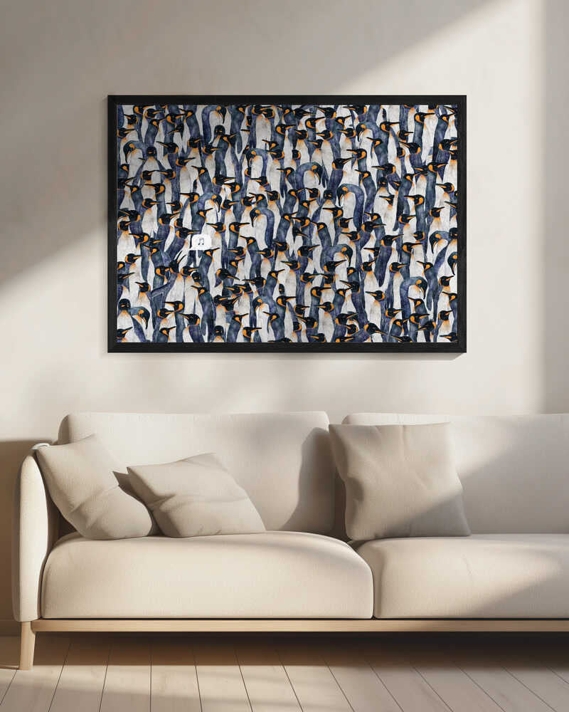 Singing King Penguins Art Print UK — Animal Dark Wall Art — Living Room — Wall It All Prints