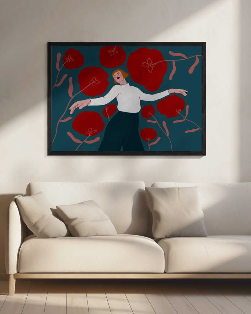 Dreaming Among Poppies Art Print UK — Botanical Vibrant Wall Art — Living Room — Wall It All Prints