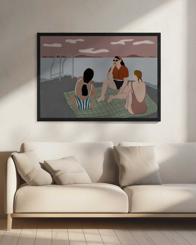 Summer Lake Friends Art Print UK — Landscape Calm Wall Art — Bedroom — Wall It All Prints