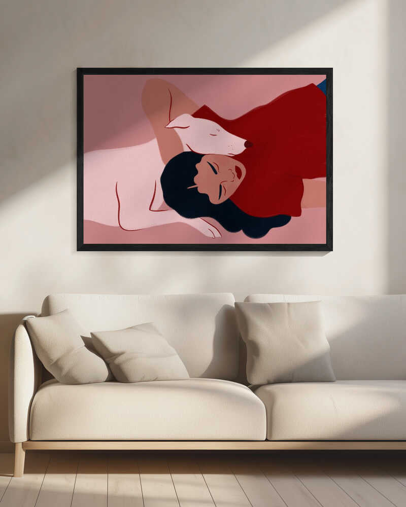 Peaceful Dog Companions Art Print UK — Portrait Calm Wall Art — Bedroom — Wall It All Prints