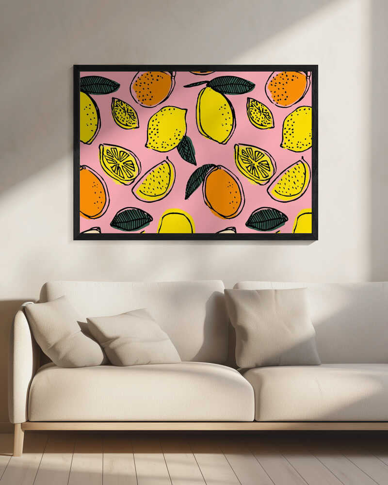 Zesty Fruit Pattern Art Print UK — Food Vibrant Wall Art — Kitchen — Wall It All Prints