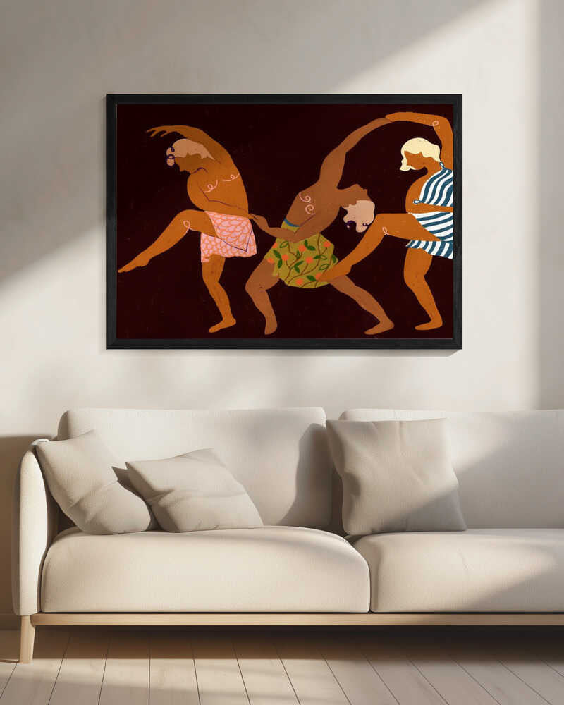 Rhythmic Dancing Figures Art Print UK — Dark Moody Dark Wall Art — Living Room — Wall It All Prints