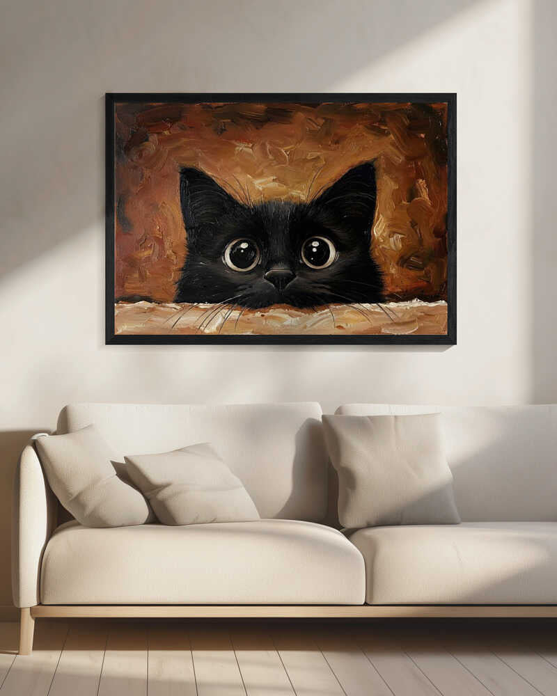 Cute Black Kitten Art Print UK — Abstract Vibrant Wall Art — Bedroom — Wall It All Prints