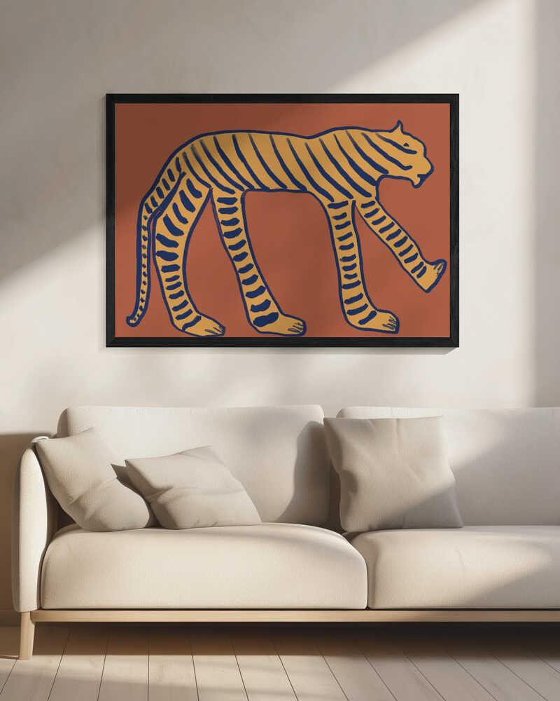 Bold Tiger Stride Art Print UK — Abstract Vibrant Wall Art — Office — Wall It All Prints