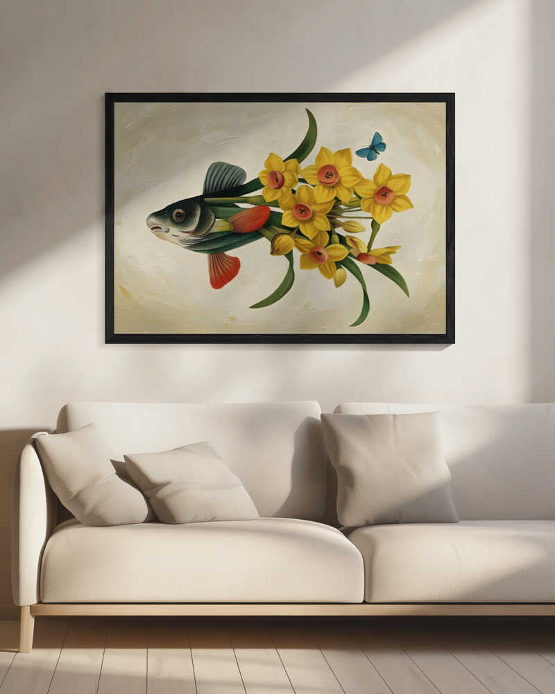 Spring Fish Fantasy Art Print UK — Botanical Vibrant Wall Art — Living Room — Wall It All Prints