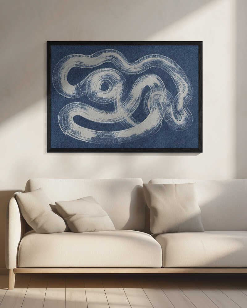 Blue Abstract Flow Art Print UK — Abstract Calm Wall Art — Bedroom — Wall It All Prints