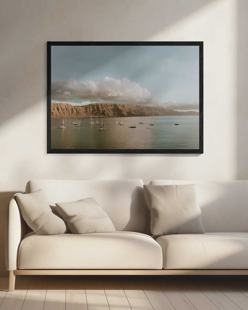 Serene Sailboat Bay Art Print UK — Dark Moody Calm Wall Art — Bedroom — Wall It All Prints
