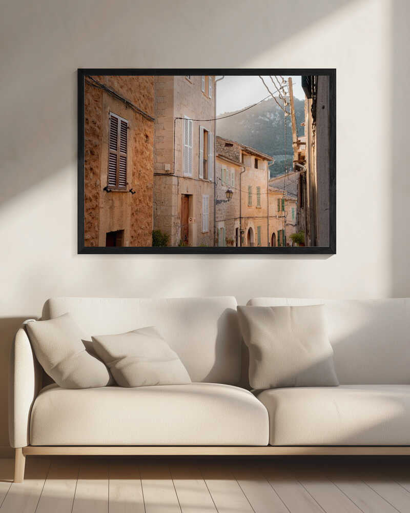 Sunny Village Lane Art Print UK — Landscape Calm Wall Art — Living Room — Wall It All Prints