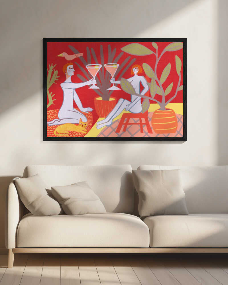 Red Room Nude Couple Art Print UK — Botanical Minimal Wall Art — Living Room — Wall It All Prints