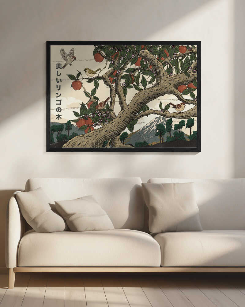 Japanese Apple Tree Landscape Art Print UK — Japanese Calm Wall Art — Kitchen — Wall It All Prints