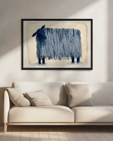 Textured Blue Sheep Art Print UK — Animal Calm Wall Art — Living Room — Wall It All Prints