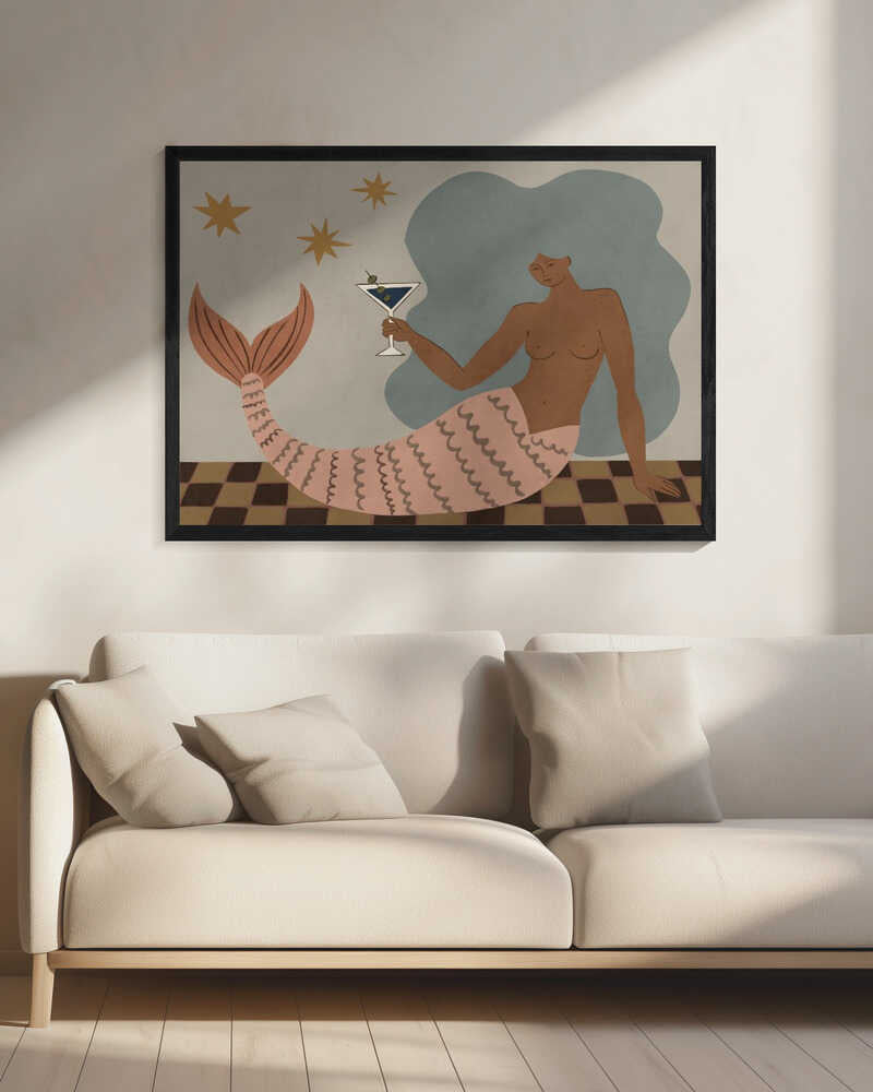 Mermaid Martini Art Print UK — Portrait Elegant Wall Art — Living Room — Wall It All Prints