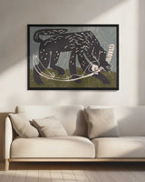 Playful Black Dog Art Print UK — Abstract Dark Wall Art — Living Room — Wall It All Prints