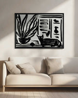 Abstract Black Cat Plant Art Print UK — Botanical Dark Wall Art — Office — Wall It All Prints