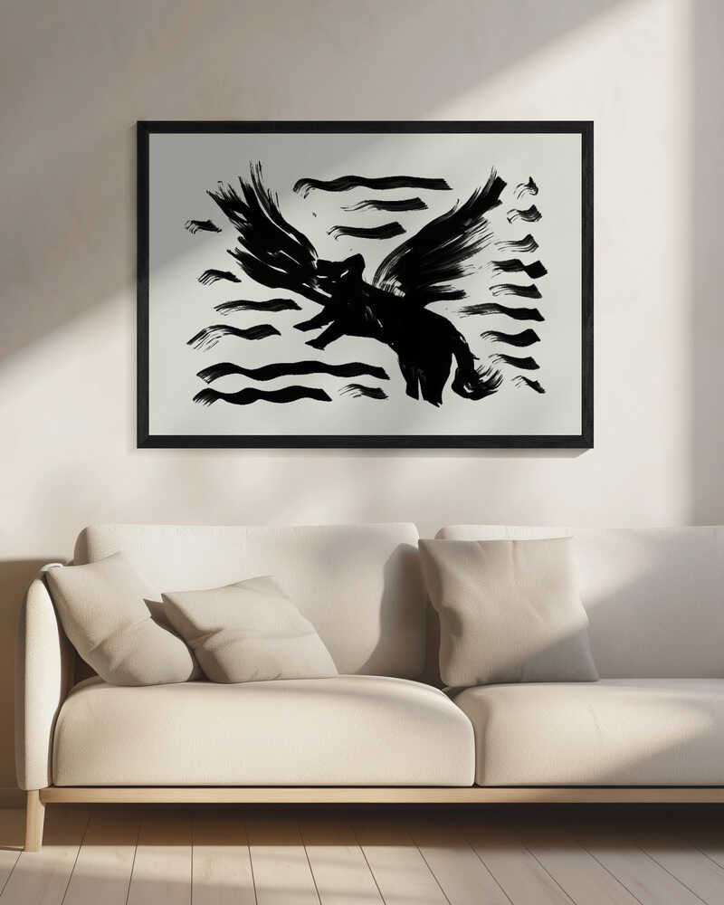 Dynamic Flying Pig Art Print UK — Abstract Vibrant Wall Art — Office — Wall It All Prints