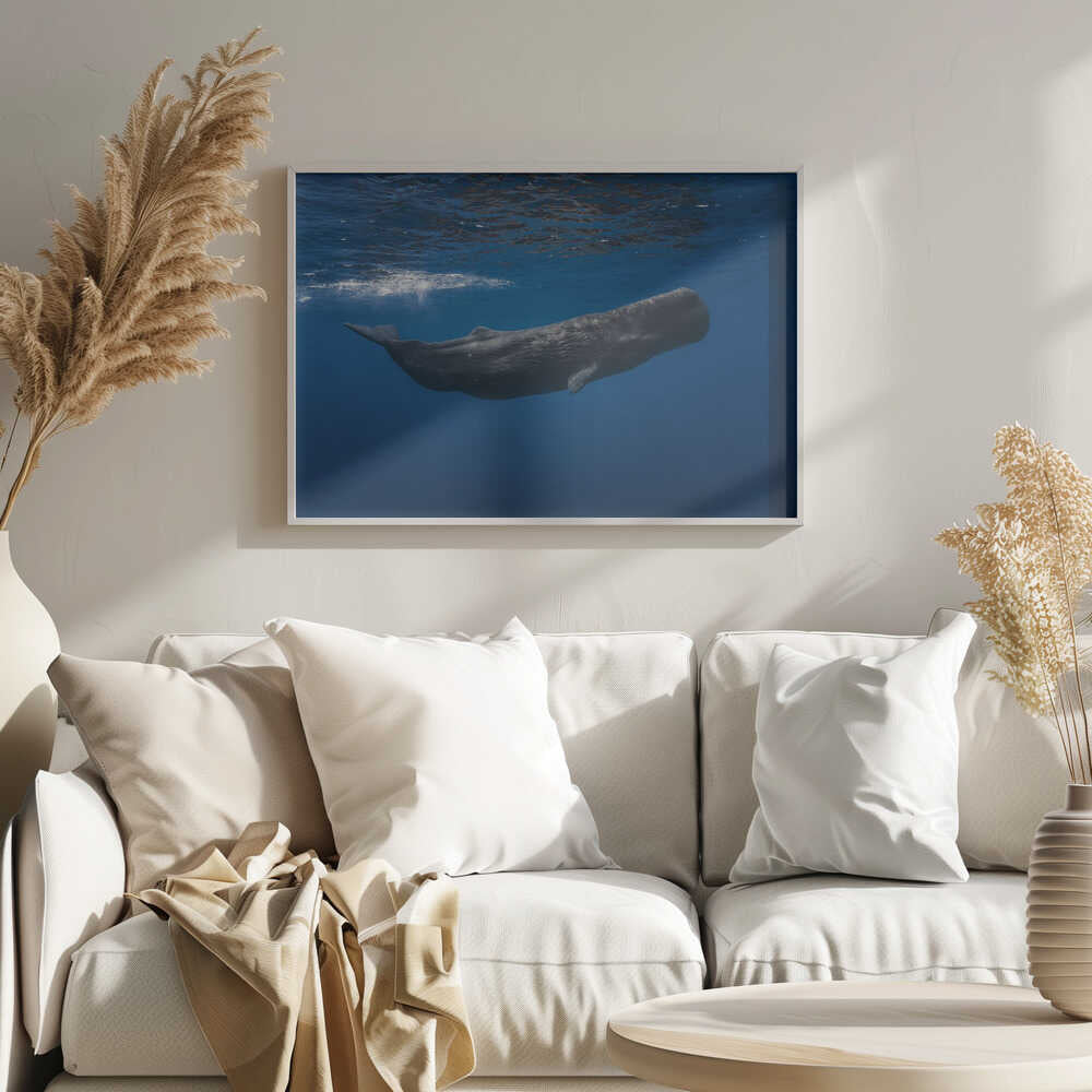 Deep Blue Whale Art Print UK — Landscape Calm Wall Art — Bedroom — Wall It All Prints