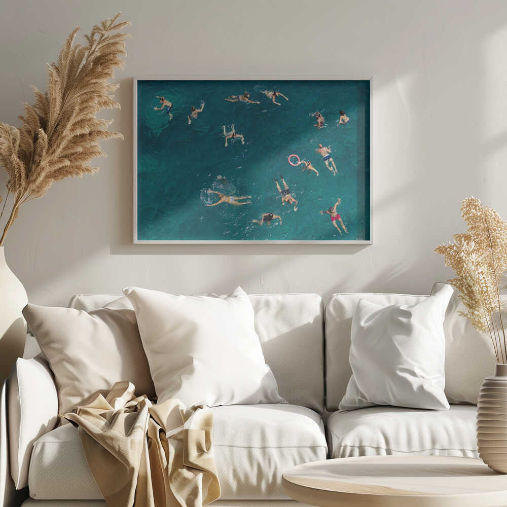 Aerial Ocean Swimmers Art Print UK — Landscape Vibrant Wall Art — Living Room — Wall It All Prints